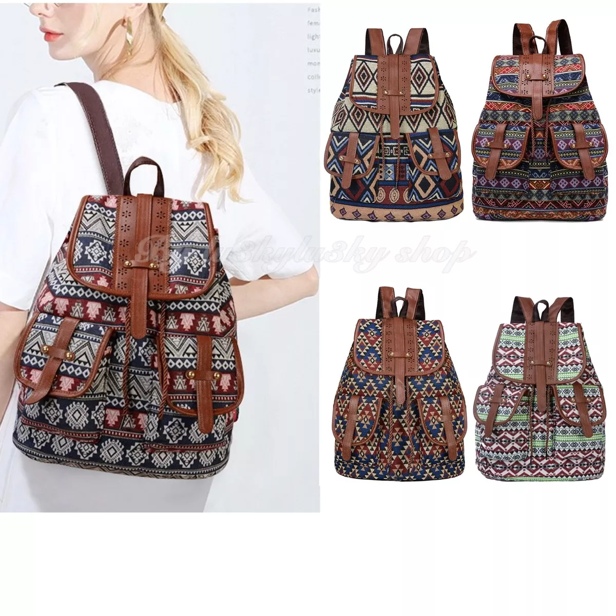 US Ladies Women Classical Work Canvas Backpack Girls Casual Daily School Bag