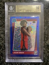 2021-22 Panini Donruss Optic Jalen Green Fast Break Blue Prizm #/50 BGS 10 W/9.5
