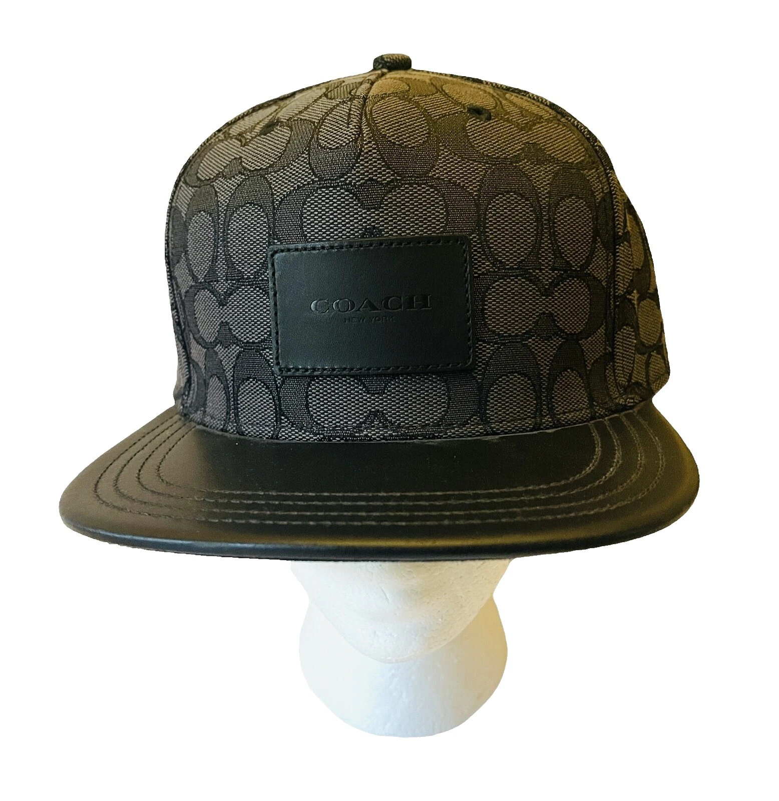 Sombreros Coach Cuero Negro para Mujeres