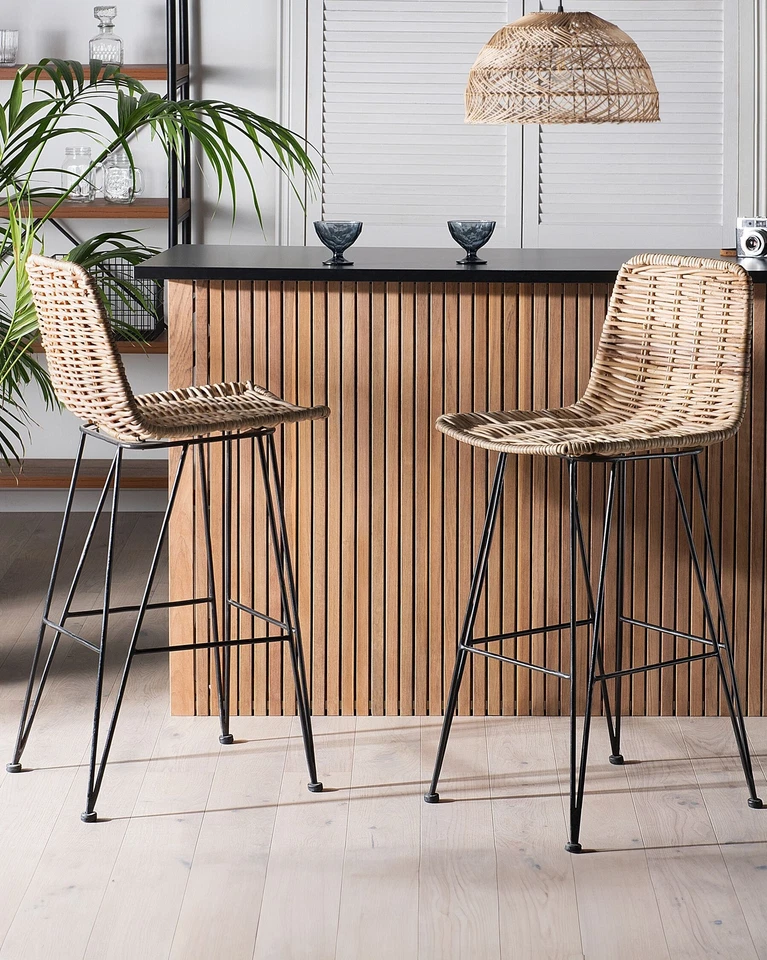 Außergewöhnlicher Hocker aus Rattan in Sandbeige 2er Set Cassita - Bild 2 von 4