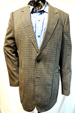 VINTAGE Men Sport Coat Jacket Blazer beige olive check Wool 42R