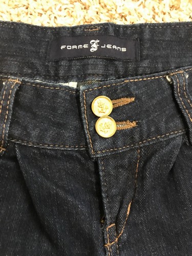 Pantalones Cortos Forme Jeans Denim Lavado Oscuro Jean con Puños Botones Dorados Talla 26 - Imagen 5 de 12