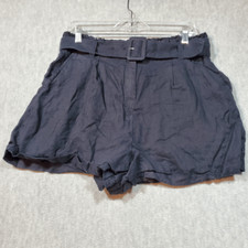 Vineyard Vines Shorts Womens 12 Black Bettel Linen Waist Belted Lined Preppy