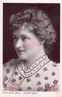 POSTKARTE - EDWARDIANISCHE SCHAUSPIELERIN - MISS WINIFRED EMERY - PHILCO - GLITZER