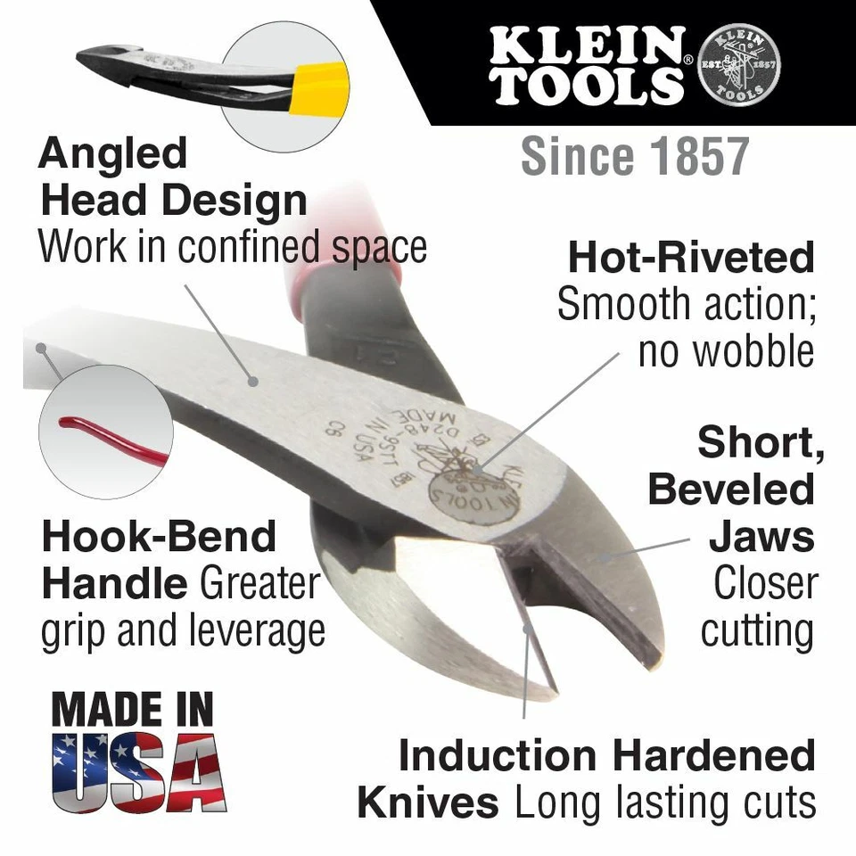 Klein D2489ST Ironworker's Diagonal Cutting Pliers, High-Leverage, 8-Inch - Image 2 of 4