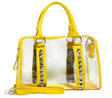 Clear PVC Duffel - Croc Embossed Patent Leather-like Trim w/ Pyramid Studs - ...
