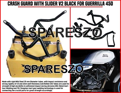 ''CRASH GUARD WITH SLIDER V2, BLACK'' FIT FOR ROYAL ENFIELD GUERRILLA 450