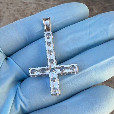 925 Sterling Silver Upside Down Cross St Peter Iced Bling Out CZ