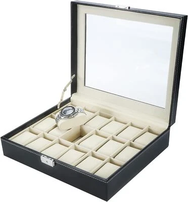NovelBee 12 Slots Watch Jewelry Display Case Organizer with Removable Cushions