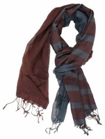 Tigertie Schal Wendeschal Bordeaux Grau Gestreift Mit Fransen - Gr. 180 X 50 Cm