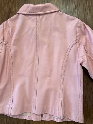 Vecchio Ponte Pink Lambskin Leather Jacket Italian-Made Genuine Leather Size 16Y - Picture 5 of 5