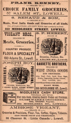 1885  Groceries Provisions West India Goods Cash Store Print Ad LOWELL MA