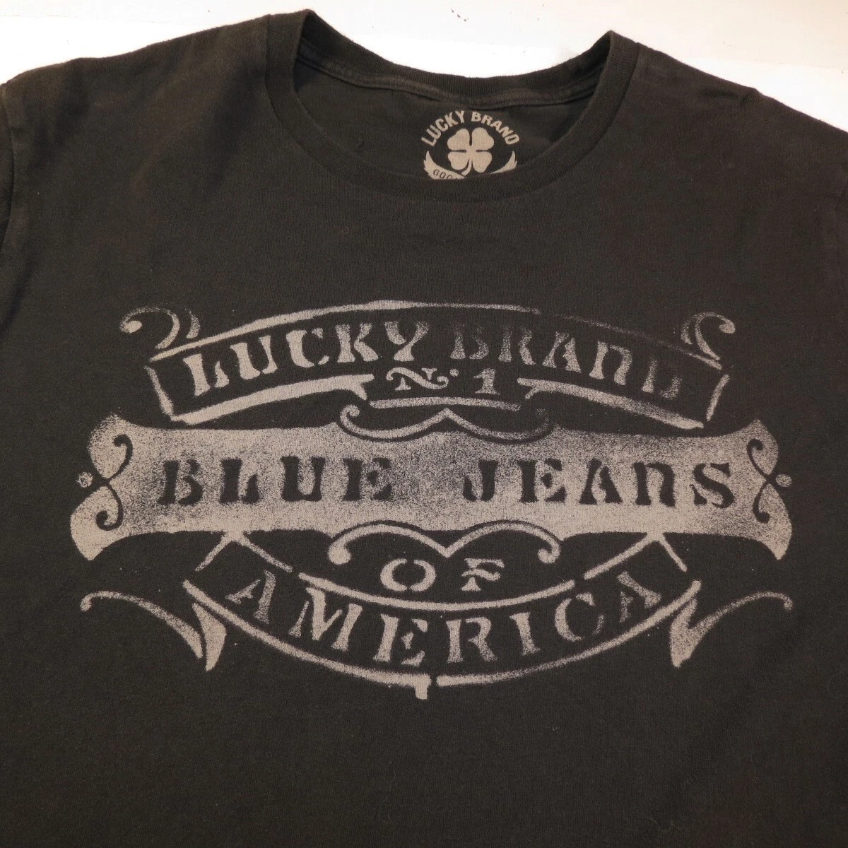 LUCKY BRAND BLUE JEANS of AMERICA TEE T SHIRT Mens XL Black