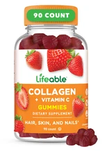 Lifeable Collagen Vitamin C - Great Tasting Strawberry Flavor Gummy - 90 Count