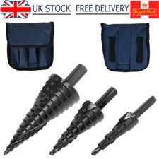 3PCS Step Drill HSS Spiral Step Taper Drill Bit Metal Drilling Tool with Pouch