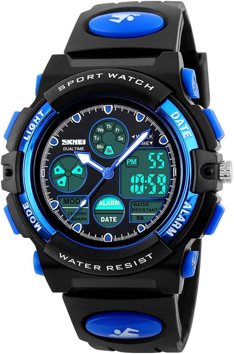 Kids Sports Watch Waterproof Boys Multi-Function Analog Digital Wristwatch LED A