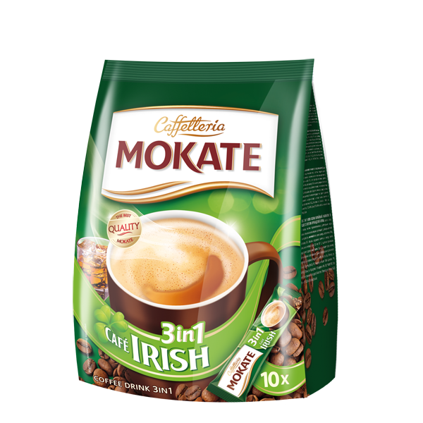 MOKATE INSTANT COFFEE 3in1 STICKS 10x17G SACHETS IRISH LATTE BROWN