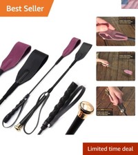 Lightweight 18" Leather Riding Crop with Anti-Slip Handle for Equestrian Style