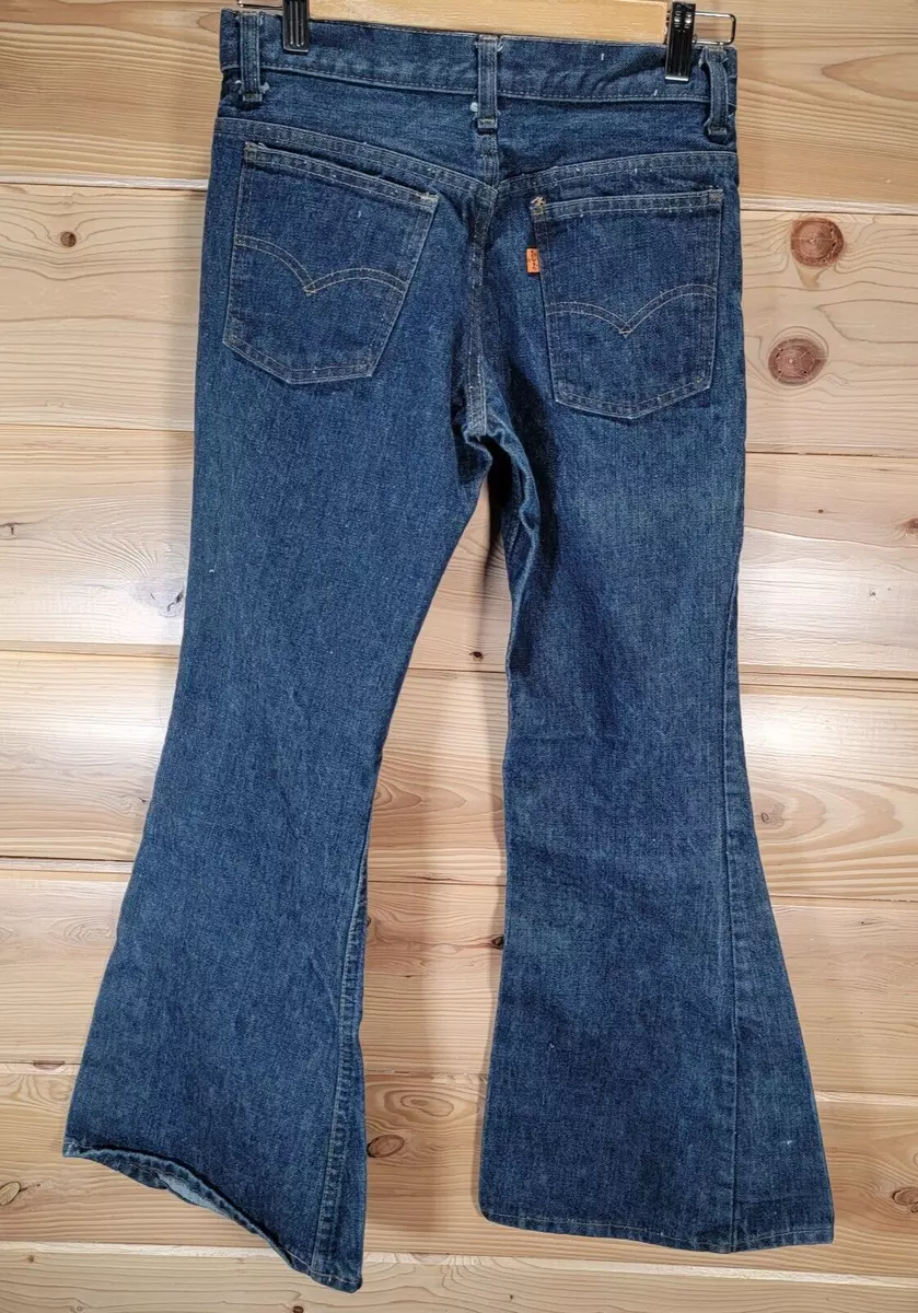 Vintage Levis Orange Tab 70s Women Jeans Size 9m 27X26 Bell Bottom Flare  Blue