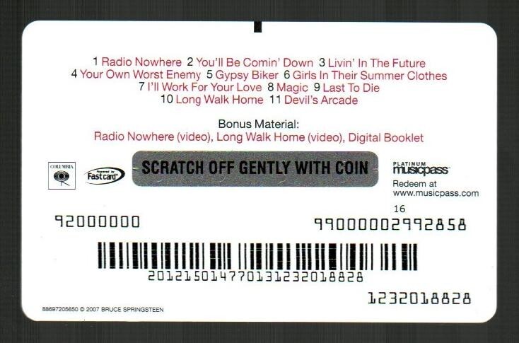 MUSICPASS Bruce Springsteen, Magic 2007 Foil Download Card