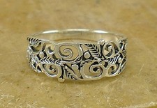 Pretty .925 Sterling Silver VINY FILIGREE ring size 5 style r2168