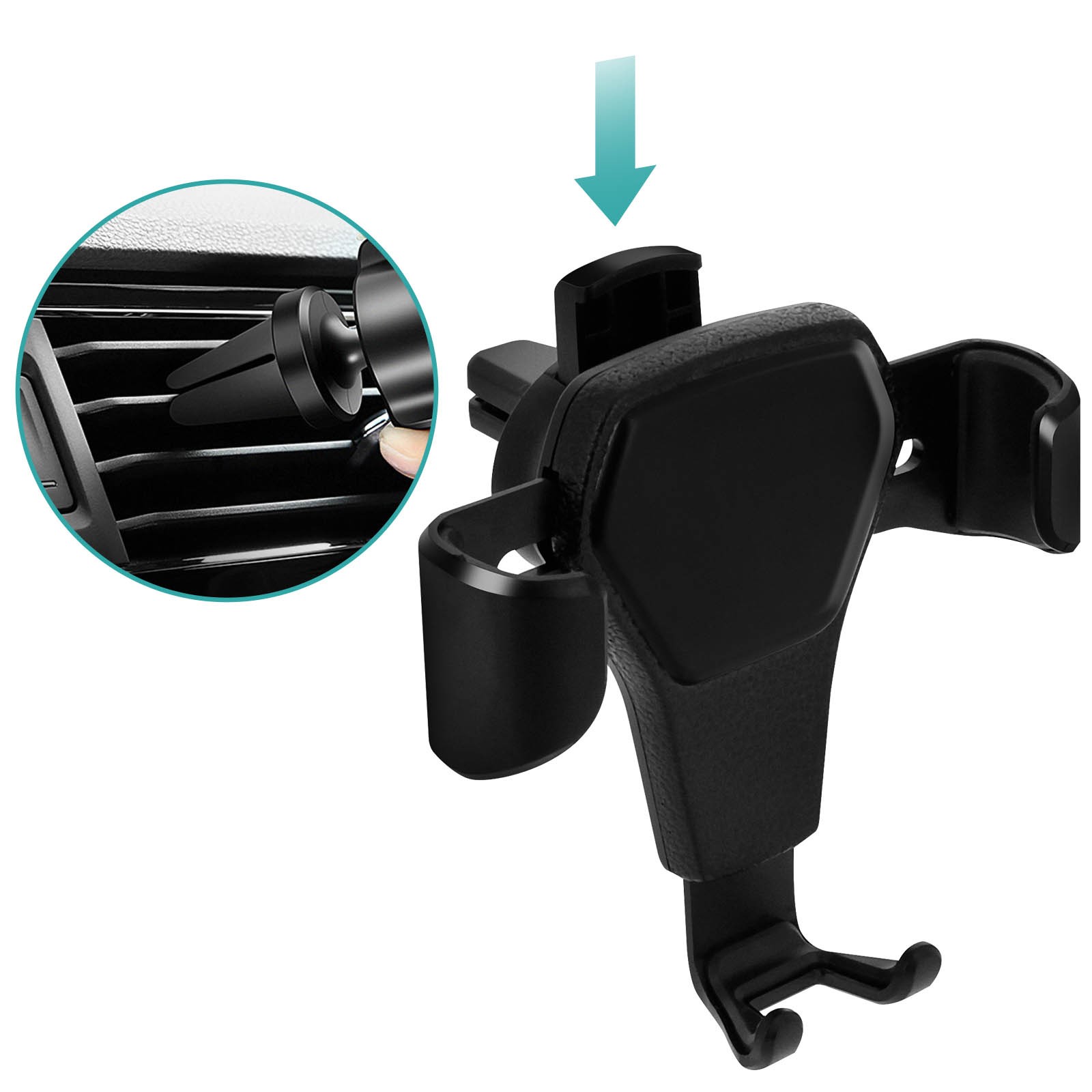 Support de téléphone voiture à grille d'aération par gravité universel noir