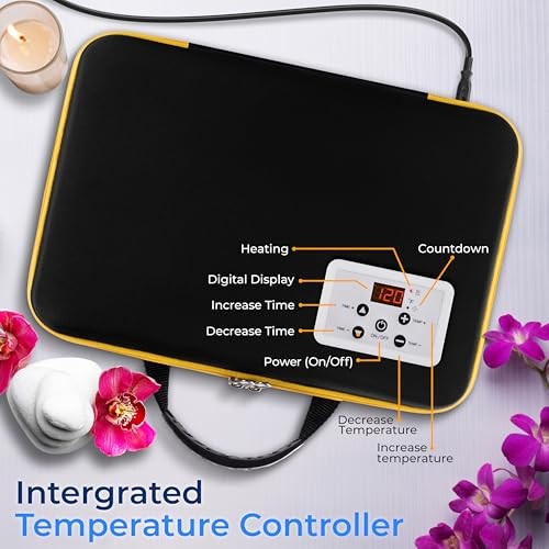 SereneLife Massage Stone Heating Bag Set - Electric Spa Portable, Black