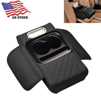 Car Arm Rest Cover Car Center Console Cover with Cup Holders and Tissue Box Slot