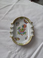 Herend Porzellan Aschenbecher Schale Blumendekor Schmetterlinge Goldrand Vintage