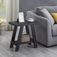 Athens Contemporary Wood Shelf Side /*/Table in Black Finish