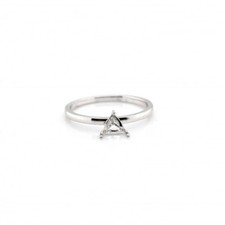 5mm Trillion Semi Mount Ring 925 Silver Minimalist Solitaire Triangle Ring