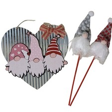 Gnomes Love Tin Metal Heart Sign Picks Farmhouse Wreath Crafts Valentines Day