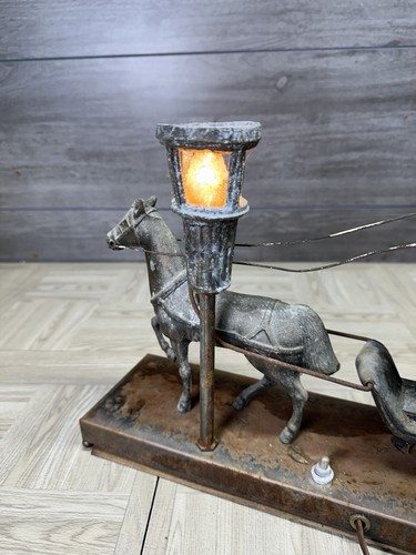 Clock Mid-Century Horse/Carriage/ Street Lamp United Metal Goods 701 Vtg. Works - Picture 15 of 23