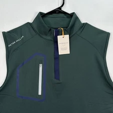 Peter Millar Forge Performance 1/4 Zip Vest Men Small Green Crown Sport Golf NWT