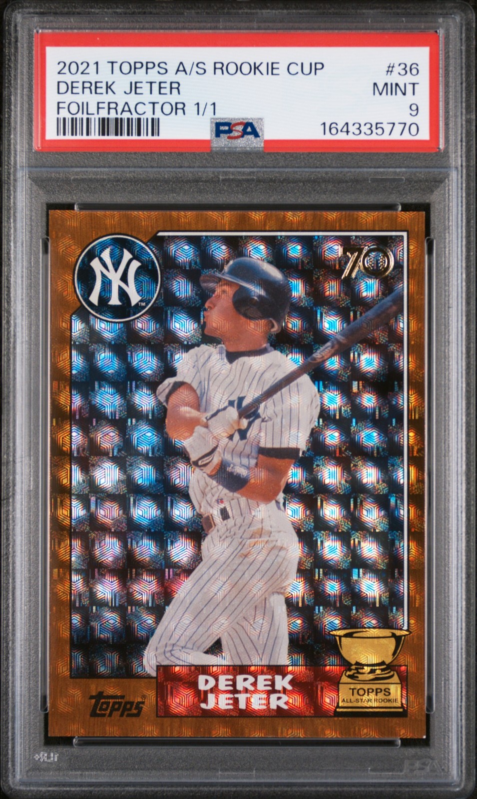 2021 TOPPS ALL-STAR ROOKIE CUP FOILFRACTOR 1/1 #36 DEREK JETER 1/1 PSA 9 view 1