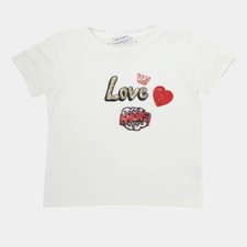 Dolce and Gabbana White Sequin Embellished Cotton Amore Love TShirt 3 months