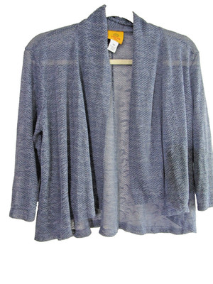 Ruby Rd Womens Cardigan Petite Medium Blue Lightweight Long Sleeve  Open Front