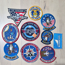 Lot of 9 Embroidered Sew-On Military Aviation Patches US Air Force Navy Top Gun