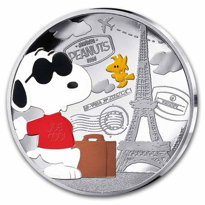 レア SNOOPY penuts 2025 France €10 Silver Proof Snoopy 75 Years of Peanuts Colorized