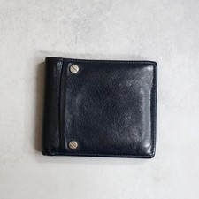 BALENCIAGA Square Coin Wallet Leather Navy 286090
