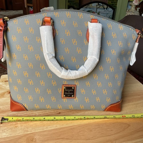 Dooney And Bourke Signature Series Gretta Canvas With Leather Trim Slate New Tag