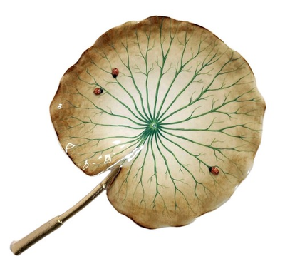 #ad Vintage Giulia Mangani Italy Porcelain Lotus Leaf with Ladybugs 24K Gold Plated $479.99