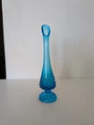 VINTAGE Fenton COBALT Blue HOBNAIL Glass Swung Bud Vase 10 inch Mid Century