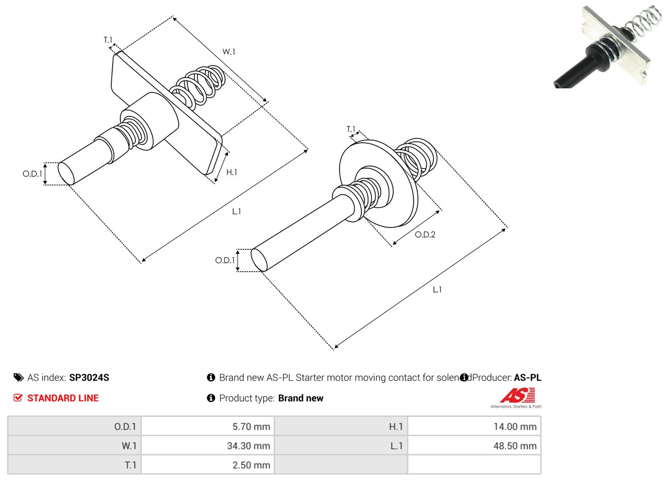 Fits AS ROZRUSZNIKI I ALTERNATORY SP3024S BRAND NEW AS-PL STARTER MOT ⭐UK Stock⭐