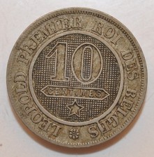 1862 ten centimes Belgium coin
