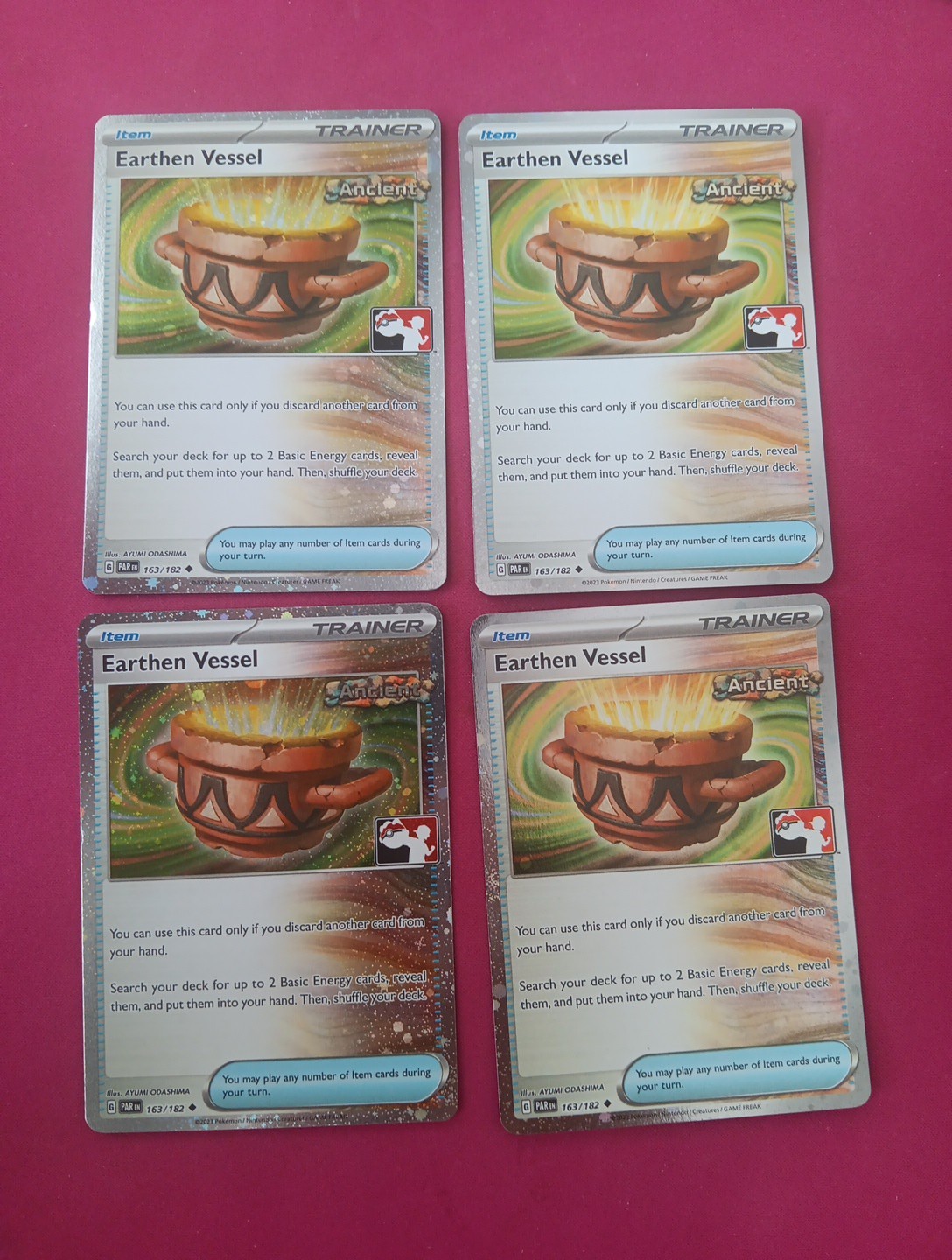 4x Earthen Vessel 163/182 Holo Play! Pokemon TCG Prize Pack Series 