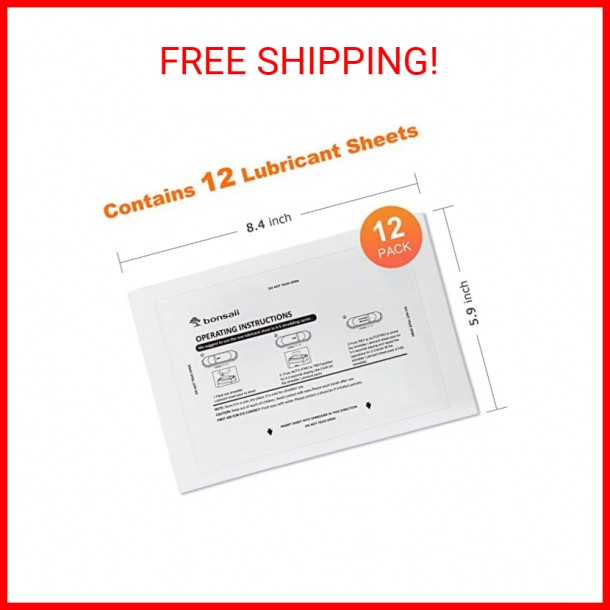 Bonsaii Paper Shredder Lubricant Sheets,12-Pack (8.4 x 5.9 inch/piece)