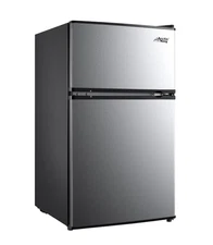 3.2 Cu ft Two Door Mini Fridge wth Freezer, Stainless Steel Ample Storage E-Star