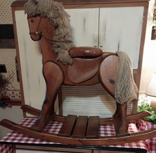 Beautiful Woods Of America Vintage Child's Wooden Rocking Horse 35 14 44 STURDY