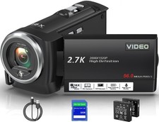 Camcorder Video Camera QHD 2.7K 56MP 16X Digital Zoom Vlogging Camera with LE...